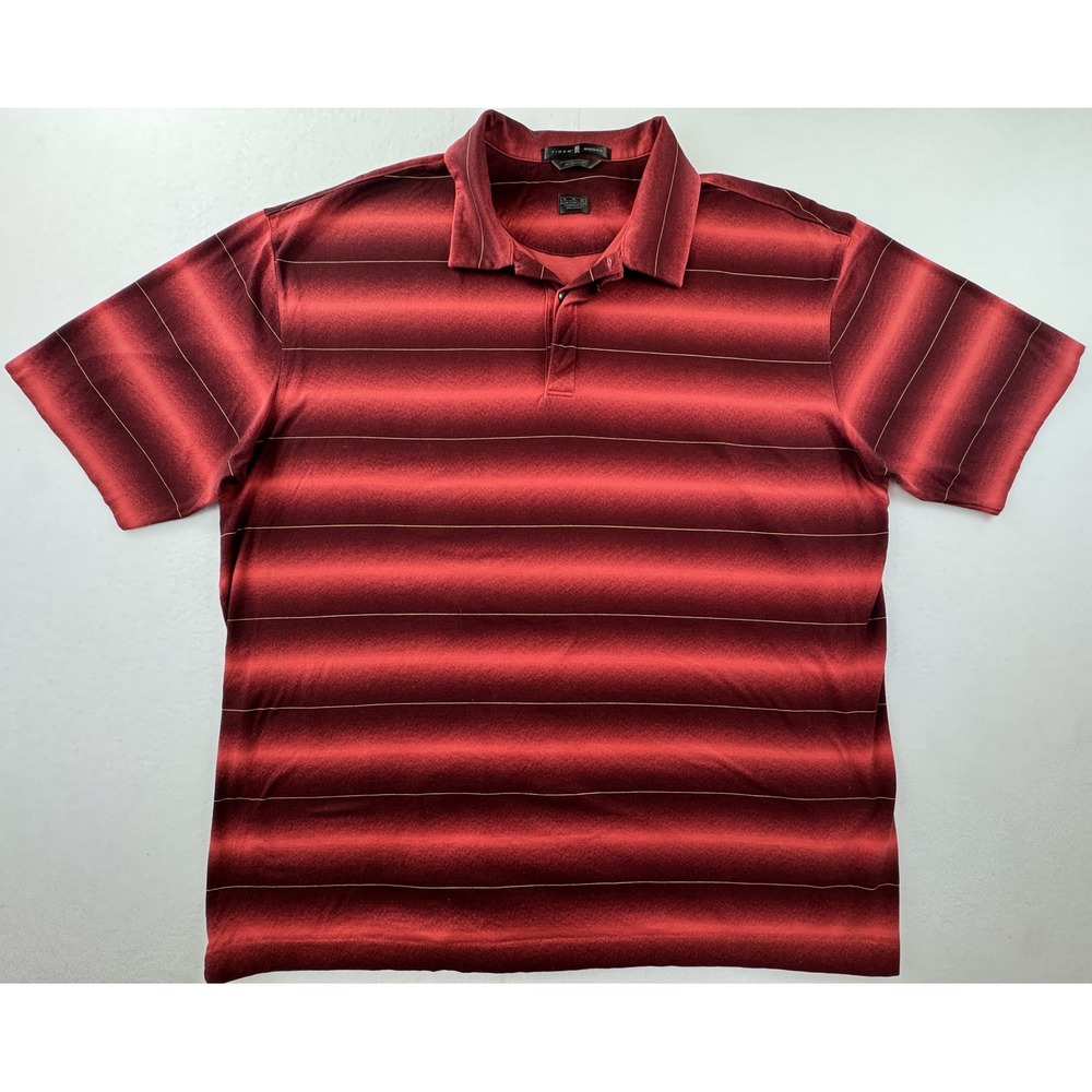 Tiger‎ Woods Nike Golf Polo Shirt Mens XL Red Burgundy Gradient Stripe F5HKL